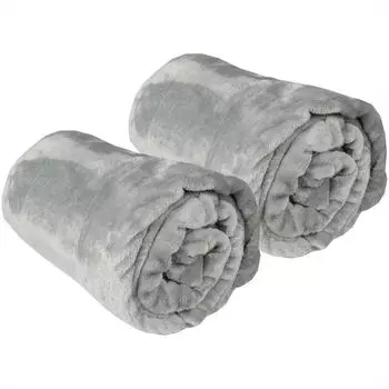 Мягкий плед "Целина" в упаковке 2 шт. - качественный пушистый плед, 70 х 100 см - синий. Bestlivings, серый