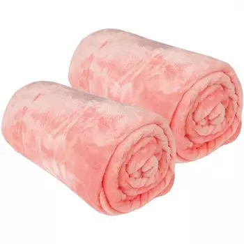 Мягкий плед "Целина" в упаковке 2 шт. - качественный пушистый плед, 80 х 120 см - нуга Bestlivings, розовый