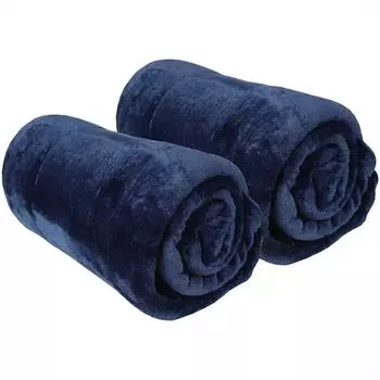 Мягкий плед "Целина" в упаковке 2 шт. - качественный пушистый плед, 180 х 220 см - фиолетовый. Bestlivings, синий