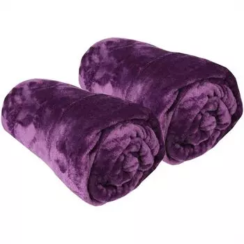 Мягкий плед "Целина" в упаковке 2 шт. - качественный пушистый плед, 80 х 120 см - черный. Bestlivings, фиолетовый