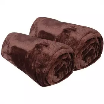 Мягкий плед "Целина" в упаковке 2 шт. - качественный пушистый плед, 90 х 140 см - лосось. Bestlivings, коричневый