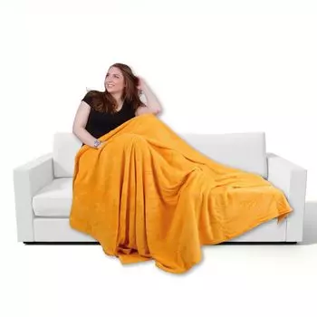 Мягкий плед из микрофибры, цвет: абрикос, размеры: 220х240 см. Bestgoodies, оранжевый