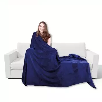 Мягкий плед из микрофибры, цвет: синий, размеры: 210х280 см. Bestgoodies