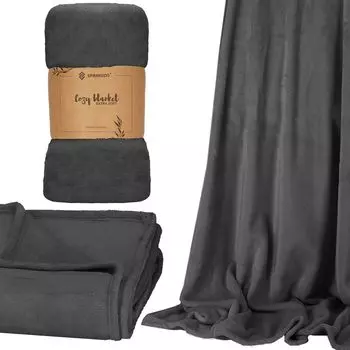 Мягкий плед, красивое и мягкое покрывало размером 150х200 см. Springos, серый