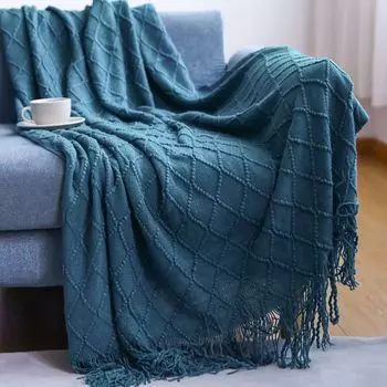 Мягкий плед, пушистый плед на диван, диван и кровать, покрывало, эко-накидка на диван, (синий) JedBesetzt