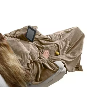 Мягкий плед с рукавами, 170х200 см, бежевый. ESTEXO, серо-коричневый