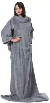 Мягкий плед с рукавами, 170х200 см, синий (темно-синий) Zollner, серый