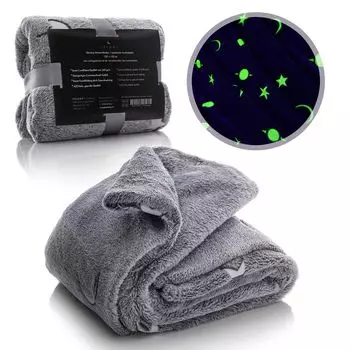 Мягкий плед с узлом, 150х200 см, бело-синий. Feluna