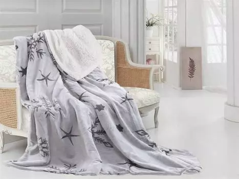 Мягкий плед Sherpa Cashmere покрывало на кровать 150х200 см серый Optidream