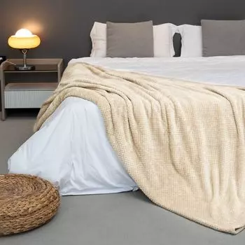 Мягкий плед, вафельный флисовый плед, плед, уютный плед для дивана, 200 х 240 см Paco Home, коричневый