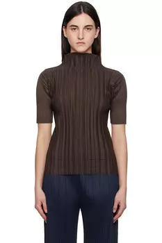 Мягкий плиссированный водолазка Pleats Please Issey Miyake, коричневый