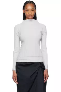 Мягкий плиссированный водолазка Pleats Please Issey Miyake, серый
