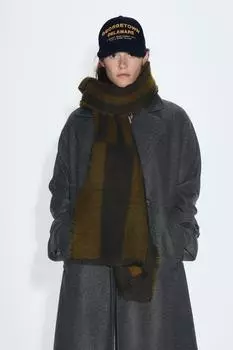 Мягкий полосатый шарф ZARA, хаки
