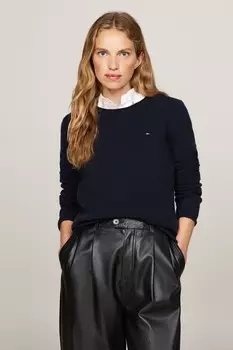 Мягкий шерстяной свитер с круглым вырезом Tommy Hilfiger, синий