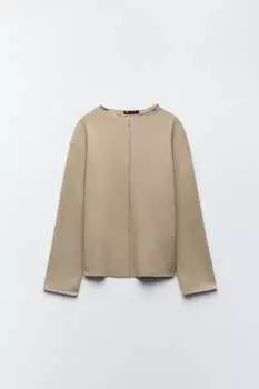 Мягкий свитер с передним швом ZARA, бежевый