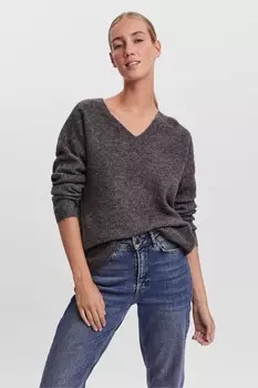 Мягкий свитер с V-образным вырезом Vero Moda, серый