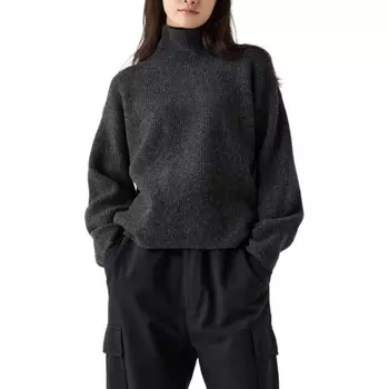 Мягкий свитер с высоким воротником UNIQLO, темно-серый