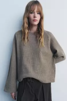 Мягкий свитер ZARA, цвет brown vigore