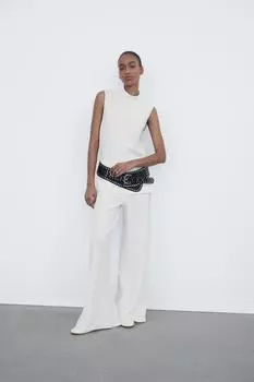 Мягкий топ пике ZARA, экрю