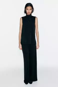 Мягкий топ пике ZARA, угольно-серый