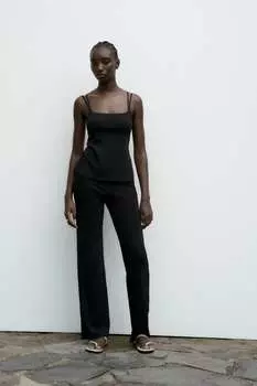 Мягкий топ с тягами ZARA, черный