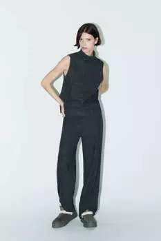 Мягкий топ с высоким воротником ZARA, серый