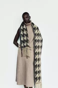Мягкий топ с высоким воротником ZARA, средний кэмел