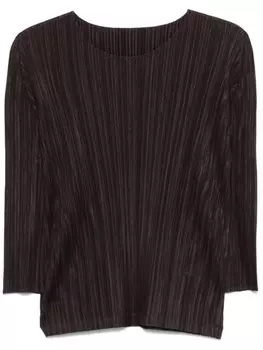 Мягкий топ со складками Pleats Please Issey Miyake, коричневый