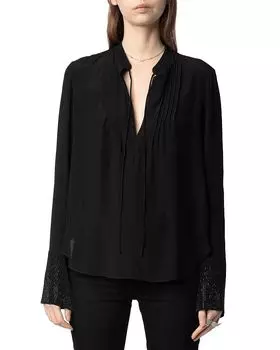 Мягкий топ со стразами Taika Zadig & Voltaire, черный