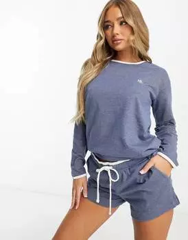 Мягкий трикотажный комплект для отдыха Lauren by Ralph Lauren верескового синего цвета