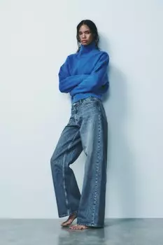 Мягкий трикотажный свитер basic ZARA, голубоватый