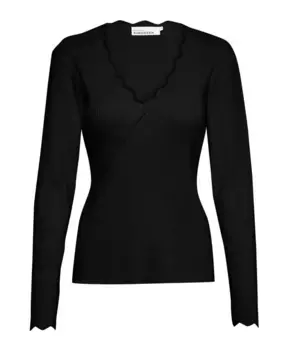 Мягкий трикотажный свитер с v образным вырезом Karen By Simonsen, черный