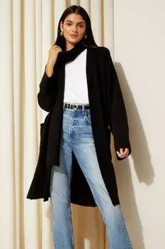 Мягкий удлиненный кардиган со съемным шарфом Friends Like These, черный
