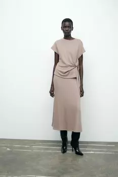 Мягкий узел топ ZARA, норковый мергель