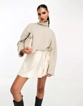 Мягкий воротник-стойка с воротником-стойкой и манжетами ASOS теплого кремового цвета