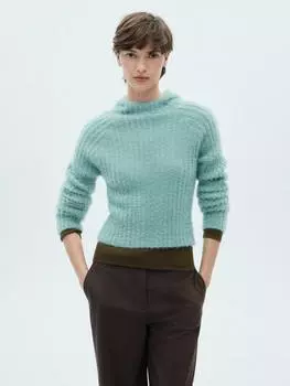 Мягкий вязаный джемпер с капюшоном Mango, цвет Turquoise