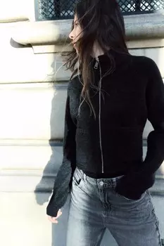 Мягкий вязаный кардиган ZARA, серый мергель