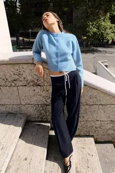 Мягкий вязаный кардиган ZARA, синий