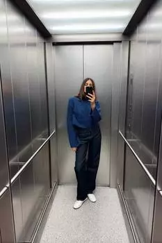Мягкий вязаный свитер ZARA, голубоватый