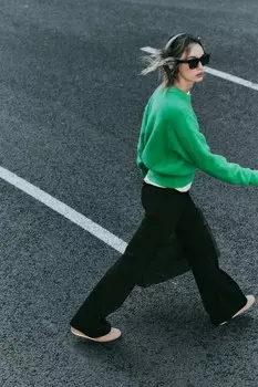 Мягкий вязаный свитер ZARA, зеленый