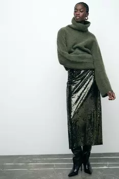 Мягкий вязаный свитер ZARA, зеленый