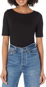 Мягкий вырез с рукавами до локтя и круглым вырезом Majestic Filatures, цвет Noir