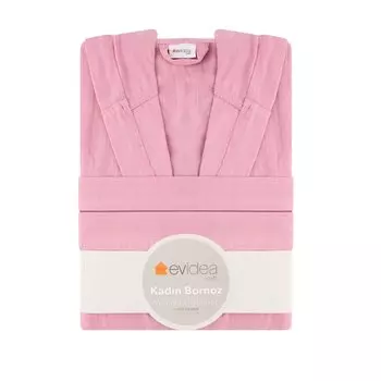 Мягкий женский муслиновый халат Evidea - Сушеная роза - L / XL