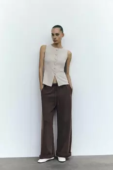 Мягкий жилет на пуговицах ZARA, бежевый