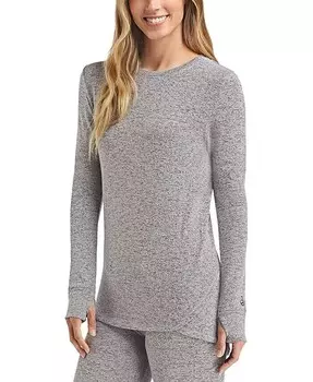 Мягкийвязаный топ Petite с вырезом под большой палец и манжетами Cuddl Duds, серый