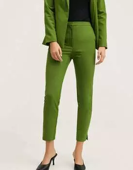 Мягко-зеленые брюки с зауженным кроем Mango