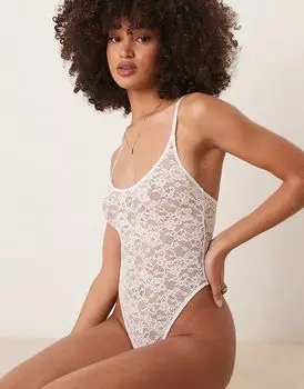 Мягкое боди Mila из кружева белого цвета ASOS DESIGN