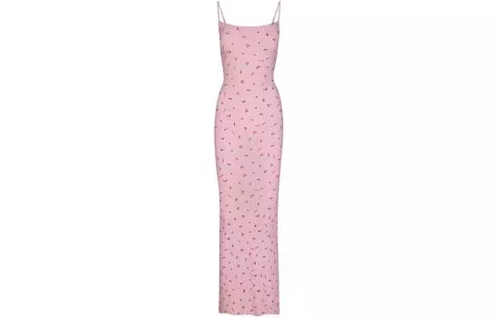 Мягкое длинное платье-комбинация для дома с принтом «Цветы вишни» Skims, CHERRY BLOSSOM PRINT/Cherry Blossom