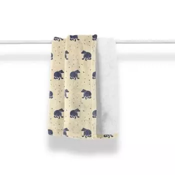 Мягкое фланелевое флисовое одеяло ABAKUHAUS Bear, Bohemia Forest Animal Art, уютный плюш для использования в помещении и на открытом воздухе, 125 x 175 см, кремовый и фиолетово-серый