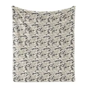 Мягкое фланелевое флисовое одеяло ABAKUHAUS Camo, современный камуфляж в пастельных тонах, уютный плюш для использования внутри и снаружи, 125 x 175 см, бледно-сепия, сумерки
